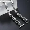 Chains Davieslee Womens Mens Necklace Black Gold Silver Color Chain Stainless Steel Cable Link T/O Toggle Clasp Jewelry 9mm LKNM53