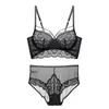 Bras sätter vita underkläderkvinnor Set Floral broderi Brassiere Ultra Thin Transparent BH och trosor Kvinna Sexig underkläder B C D 221010