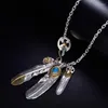 Pendant Necklaces SO Taijiao Chain Set Takahashi Goro Style Feather Necklace Women's Men's Sweater Pendants For Jewelry Man