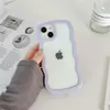 Bonito transparente onda encaracolado casos de telefone para iphone 15 14 13 12 11 pro max x xr xs max híbrido doces à prova de choque claro duro capa para pc