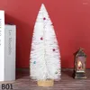 Christmas Decorations 15/20/25/30cm Mini Tree White Pine Sisal Silk Cedar With Colorful Bells For Home Year Xmas Table Ornaments Gifts