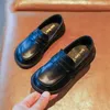 Flat Shoes 2022 Spring Boys British Fashion All-match Children's Kids Girls Black Soft Sole Round Toe XZ168