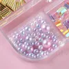 Nail Art Decorations 6 Grids Candy Color Rhinestones Square Rainbow Bow Ribbon Stones For Nails Gold Bar Pearls Aurora Manicure Decoratie