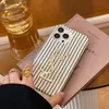Designer Case For IPhone 14 Pro Max 13P 12 11 Luxury Stripe Pattern Mobile Phone Cases Retro Golden Letters Phonecase Shockproof Cover Shell