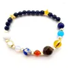 목걸이 귀걸이 세트 7 Charka Handmade Universe Galaxy Guardian 별을 가진 여성을위한 8 개의 행성 태양계 돌 Stones Beads Bracelet Gifts