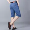 Jeans masculinos 2022 Summer Men's Zipper Shorts Fashion Casual Casual Elastic Force Denim Short Masculino Marca