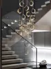 Pendants lampes modernes 2022 Duplex Staircase Chandelier LED nordique rond rond et grenier doré Villa salon salon