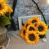 Faux blommor gr￶nare solbruten 7heads lyxig stor solros bukett konstgjorda blommor falldekor blomkrukor dekorativa vardagsrum dekoration 221010