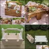 Autres fournitures de fête festive Anniversaire de fête Table de panier de pique-nique pliante en plein air 2 en 1 Stockage convertible Livraison en bois 20 Dhzmc