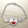 DIY Sublimatie Blanco Mens Love Bracelet For Woman Silver Angle Wing Transfer Printing Legering Ronde armbandontwerper Souvenir Familie Kerstcadeau