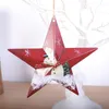 Kerstdecoraties Kerstmis hangende hanger Santa Claus Snowman Patroon Iron Five Pointed Star -ornamenten voor thuisbomendecoratie