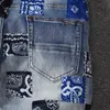 Designer di jeans da uomo con toppe Denim Hip Hop Pantaloni blu Stretch Rock Biker Taglio robusto Silm Fit Skinny Gamba lunga dritta 2022 Tall Distress