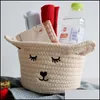 ストレージバスケットNew Cat Ear Embroideryデスクトップストレージバスケットコットンスレッド織りバスケット家庭用雑多なドロップ配達2022ホームDHSLQ