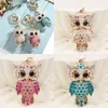 Mode Big Crystal Owl Keychain Rhinestone TrinKet Key Rings Women Holder Bag Pendant Accessories Animal Car Key Chain