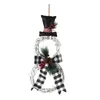 Flores decorativas P82E Decoração de grinalda de Natal com LED Light Handmade Rattan Snowman Garland para Ornamento de parede da lareira da porta da frente