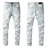 Jeans pour hommes pour les gars genou déchiré Slim Fit pantalon maigre patchs étoiles portant Biker Denim Stretch moto coupe masculine à la mode longue ligne droite