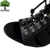 SURET BUTY BIGTREE Rzymskie Kobiety Kobiety Kobiety Paski krzyżowe Wysokie obcasy Sexy Stiletto Party Hollow Sandals Boots Plus Size 43