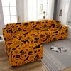 Campa de cadeira Sofá elástico para sala de estar Halloween Pumpkin Pinathed Couch Capa Protetor de móveis de capa deslizante seccional