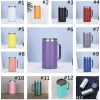 Tasses à bière de 24 oz Tasse à café en acier inoxydable Tumbler Double paroi Isolation sous vide Voyage de camping avec poignée et couvercles anti-déversement FY5240