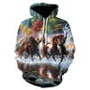 Men's Hoodies Stud Of Horses Animal Pattern 3D Printed Hooded Sweatshirts Unisex Outerwear Creative Men Fashion Casual Streetwear