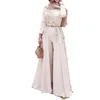 Elegant långärmad muslimsk jumpsuit aftonklänningar 2023 Appliced ​​Robe de Soiree Islamiska Dubai Hijab Formella evenemangsklänningar Prom Party Dress