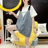 Kvinnors T-skjortor Summer kort￤rmad t-shirt Kvinnor Midl￤ngd s￶mmar denim koreansk version plus storlek toppblus