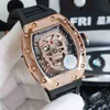 Luxe heren mechanisch horloge Milles Rm052 Zwitsers uurwerk rubberen horlogeband polshorloges