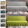 Chair Covers Stretch Jacquard Futon Sofa Bed Cover With Skirt Armless Slipcover Furniture Protector Small Checks Machine Washable 1PC