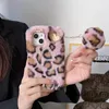 Heart Love Leopard Fur Case Case Case 15 14 Pro Max 13 12 11 XR XS X 8 7 Plus Bling Diamond Orijinal Tavşan Saç Sevimli Bowknot Yay Yumuşak TPU Hayvan Kabarık Top Telefon Arka Kapak