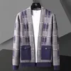 Männer Pullover Trendy Marke Mode Plaid Strickjacke Casual Jacke Britischen Stil Herbst/Winter Neue Gestrickte G221010