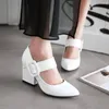 Sukienka buty rozejmij Chanmeb Chunky High Heels Women Square Bluckle Mary Janes Pumps Ladie