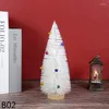 Décorations de Noël 15/20/25 / 30cm Mini arbre pin blanc sisal cèdre de soie avec cloches colorées pour l'année de la maison ornements de table de Noël cadeaux