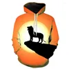 Erkek Hoodies Yenilik Glow Aslan Hoodie Hayvan Giyim Komik Sweatshirt 3D Baskı Spor Giyim UNISEX Sonbahar Kış Ceket