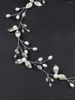 Headpieces Silver Pearls Bridal Headbands And Earrings Set Leaves Handmade Hairbands Tiaras Wedding Hair Accessories Decorations