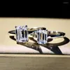 Cluster Rings Oevas High Carbon Diamond 925 Sterling Silver Wedding For Women Sparkling 8 10mm 5A Zircon Engagement Party Fine Jewelry