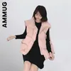 レディースベストAmmug Loose Womens Seveless Jackets Solid Turn Down Collar Ladies Winter Vest Korean Style Watistcoat for Female221010