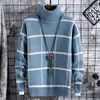 Männer Pullover Weihnachten Pullover Kleidung 2020 Winter Dicke Warme s Plaid Mode Klassische Rollkragen Pullover Pull Homme G221010