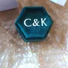 Jewelry Pouches Velvet Wedding Ring Box Personalized Proposal Holder Hexagon Two Slot Or Single Custom Party Supplies