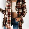 Retail Fall And Winter Women Plaid Designer Shirt Loose Leisure Long Sleeve Thick Shirt Coat