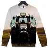 Männer Hoodies Luxus Männer/frauen Oansatz Hemd Kleidung Langarm Hatless Sweatshirts Tops Traktor Muster Auto 3D Gedruckt lässig