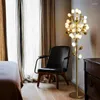 Golvlampor Nordic LED Lamp Foyer Restaurant Bedroom Lighting Fixtures Gold Metal White Glass G9 BULB HOME DECO DESIGNER DROP