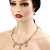 Hårklipp Solspicems guldfärg Algeriet smycken kedja halsband Dual syfte örhänge set kristall arabiska kvinnor pannband tillbehör