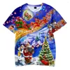 Erkek Tişörtleri Noel Tshirt 3d Baskılı Unisex Kısa Kollu Kadın Harajuku Street Giyim 2022 Merry Yaz Kıyafetleri