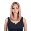 Trueme rosa dritto bob wig pizzo frontale capelli umani parrucche colorate brasiliane per donne omber bionda blu