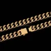 Zincirler Hip Hop Küba Bağlantı Zinciri Kolye 18K Gerçek Altın Kaplama Paslanmaz Çelik Takı Erkekler için 6mm 8mm 10mm 12mm 14mm 16mm Drop Dhtu7