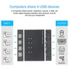 Adaptador de compartilhamento de caixa de comutador 4 em OUT 2 Manual Switcher com cabos USB para a impressora de laptop para computadores PC