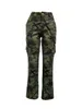 Pantaloni da donna LW Camo Stampa Tasca laterale Cargo uflage Vita bassa Cerniera Pantaloni da donna completamente elasticizzati Casual 221011