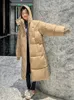 Kvinnor Down Parkas Vielleicht Korean Jacka Kvinnor Vinter Xlong Parkas Solid Hooded Thicken Warm Female Snow Wear Coat Padded Loose Clothes 221010