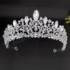 Blu cielo rosa cristallo strass corona nuziale sposa diademi corona copricapo accessori per capelli copricapo da sposa per donna