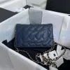 Qualidade Designer Top Saco De Ombro Cadeia Bolsa Bolsa Bolsas De Letra Dupla Fivela Sólida Caviar De Pele De Carneiro Padrão Mulheres Sacos De Noite S